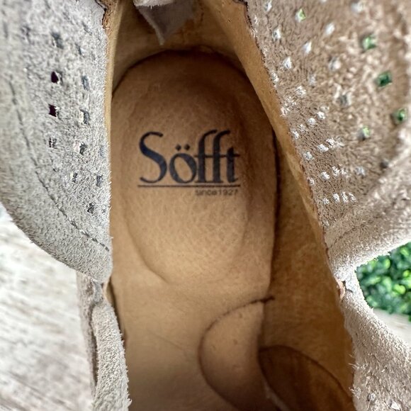 SOFFT Seabrook Wedge Bootie Women’s 8 Gray Italian Suede Perforated NWOB Chic - Picture 9 of 13